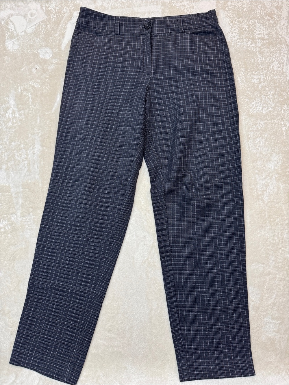Windowpane Straight-Leg Dress Pants